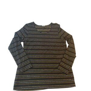 Chico's sz 1 touch of cool gold silver striped long sleeve top m